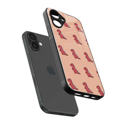 Dino Red sleek iPhone 16 cover with tempered glass back and TPU edges