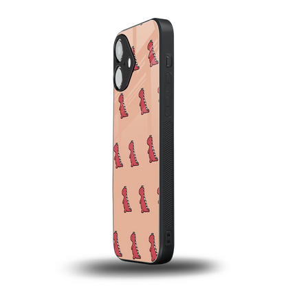 Dino Red iPhone 16 mobile cover | shockproof glass phone case
