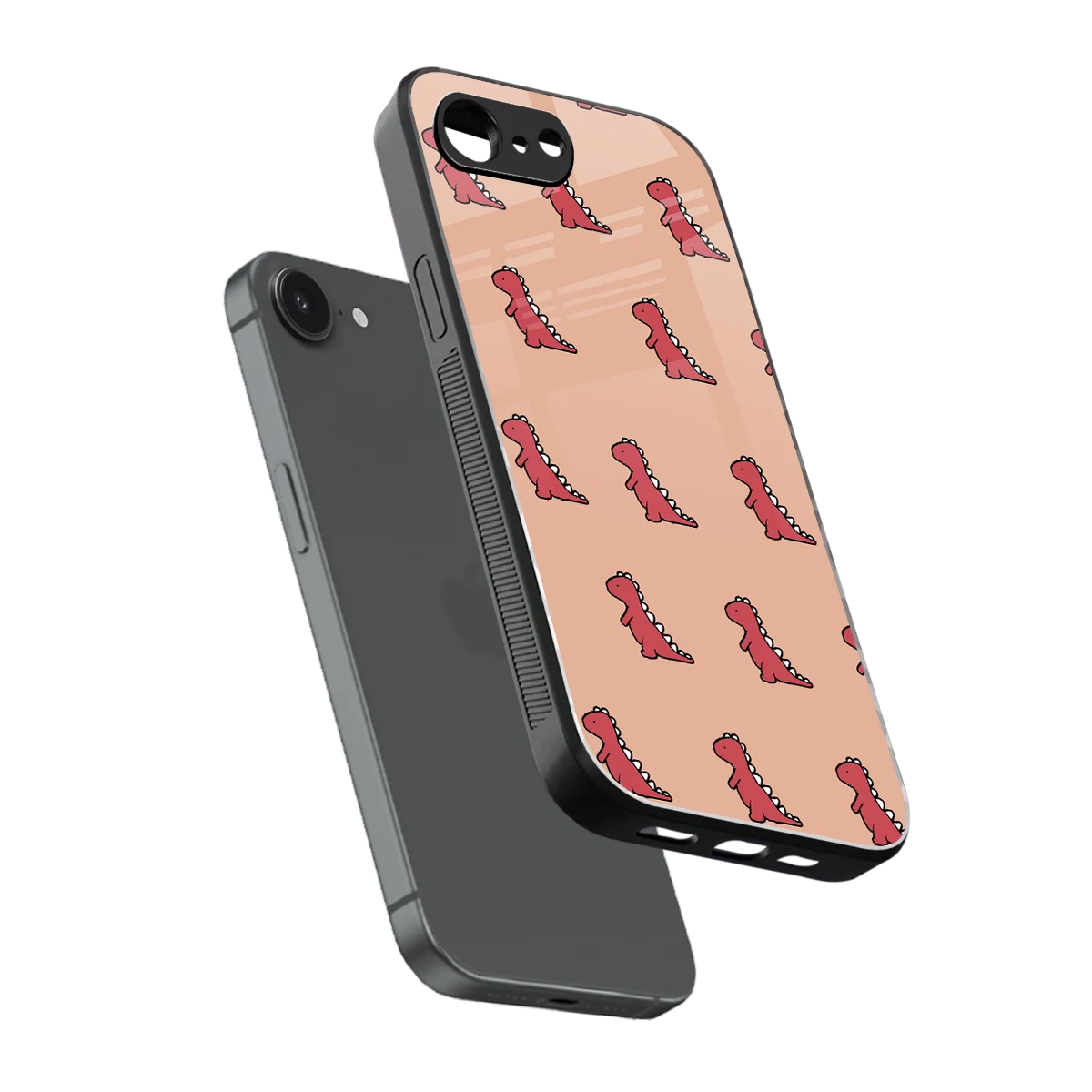 Dino Red sleek iphone 17e cover with tempered glass back and TPU edges
