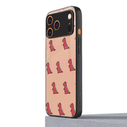 Dino Red iphone 17 pro max mobile cover | shockproof glass phone case