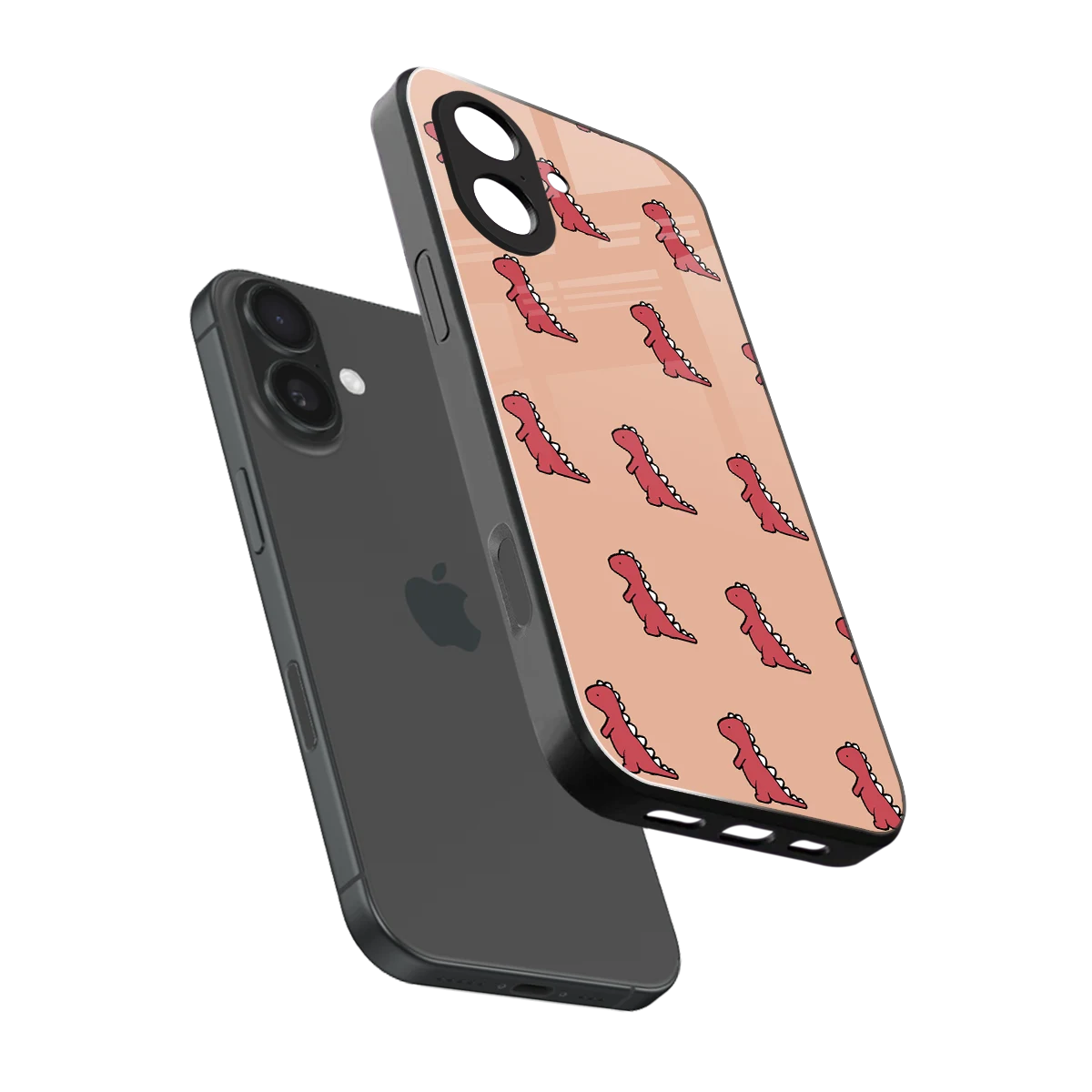 Dino Red sleek iphone 17 cover with tempered glass back and TPU edges