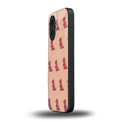 Dino Red iphone 17 mobile cover | shockproof glass phone case