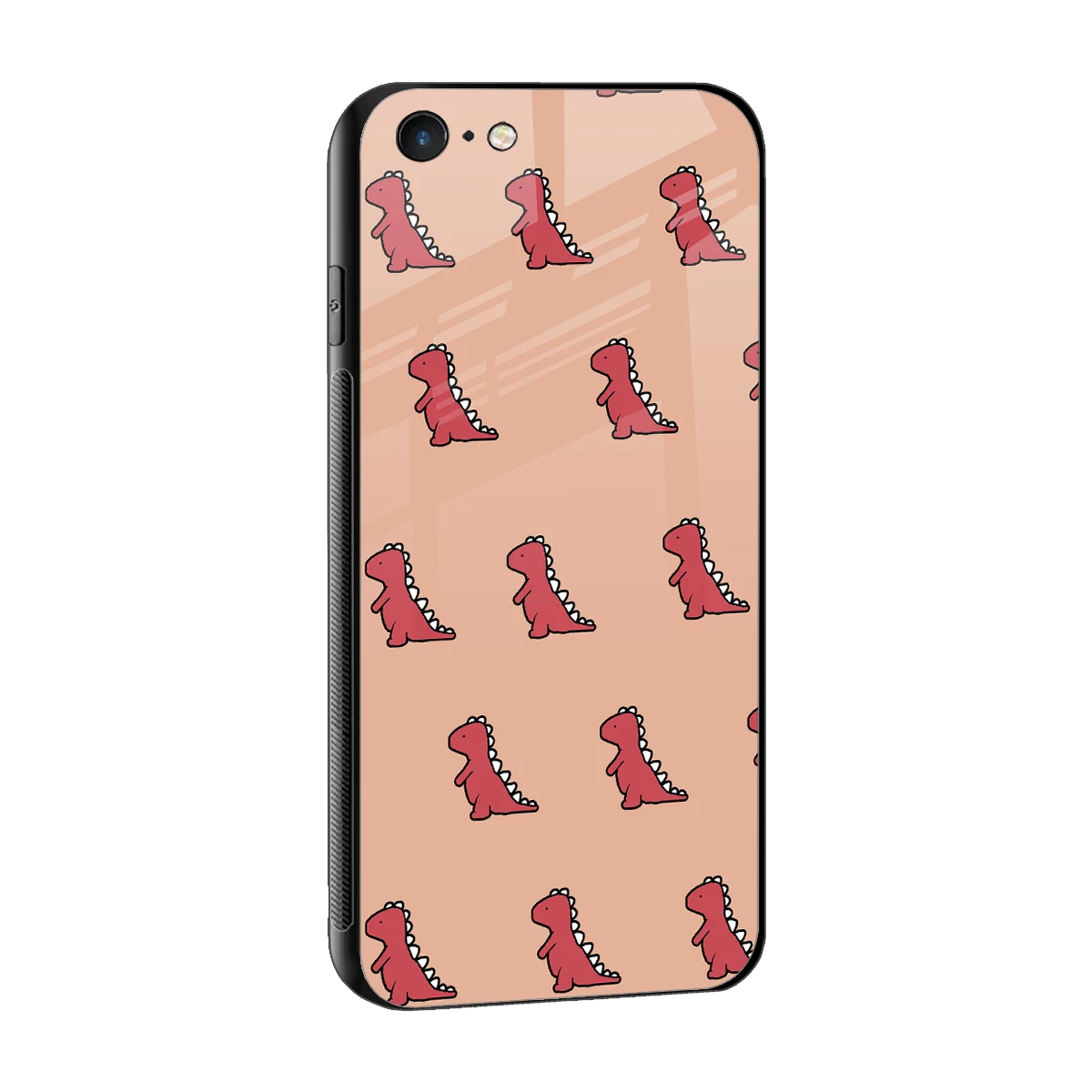 Dino Red sleek iphone 6s plus cover with tempered glass back and TPU edges