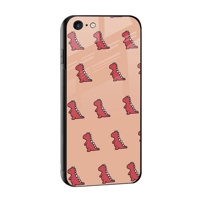 Dino Red sleek iphone 6s plus cover with tempered glass back and TPU edges