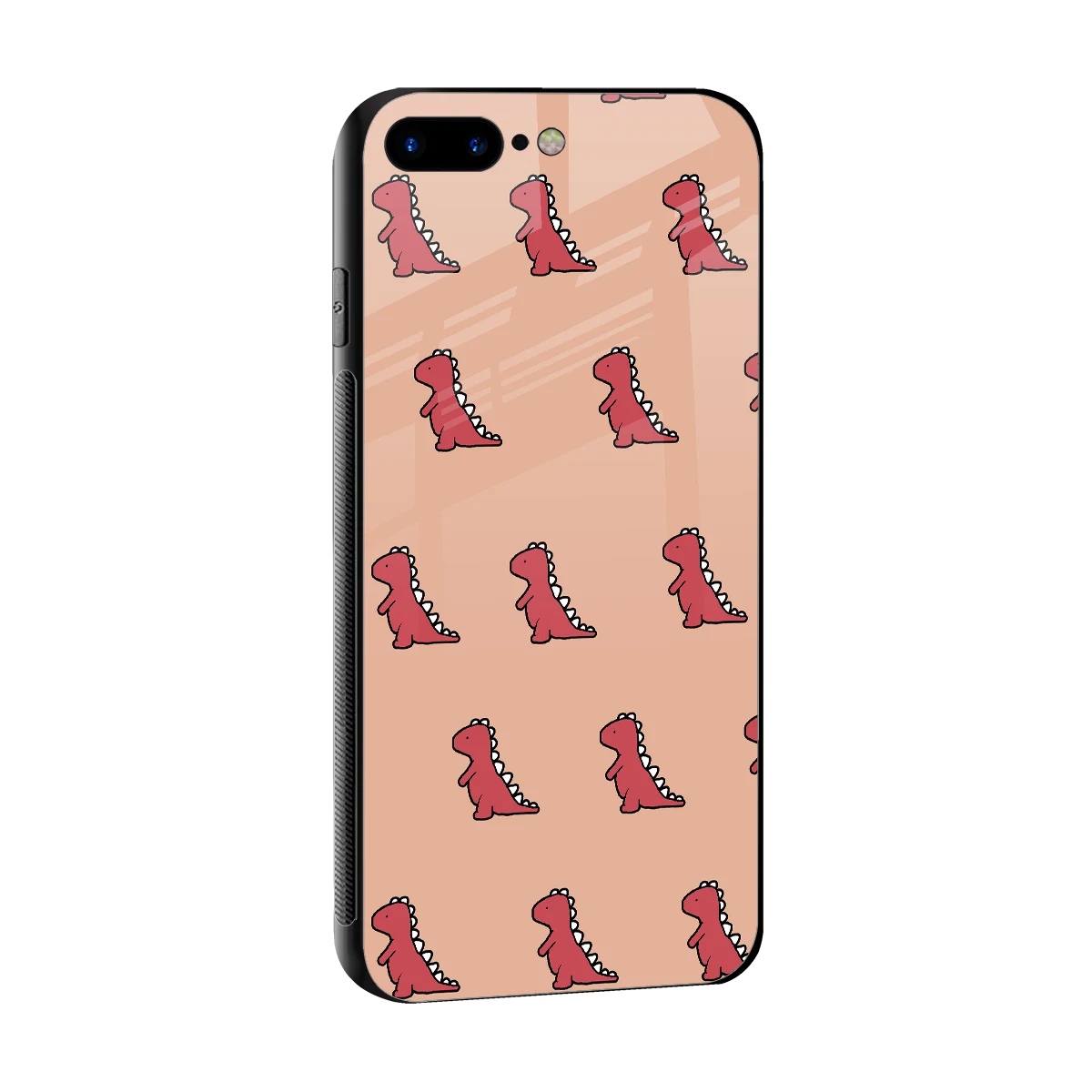 Dino Red sleek iphone 8 plus cover with tempered glass back and TPU edges