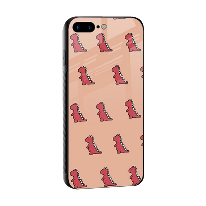 Dino Red sleek iphone 8 plus cover with tempered glass back and TPU edges