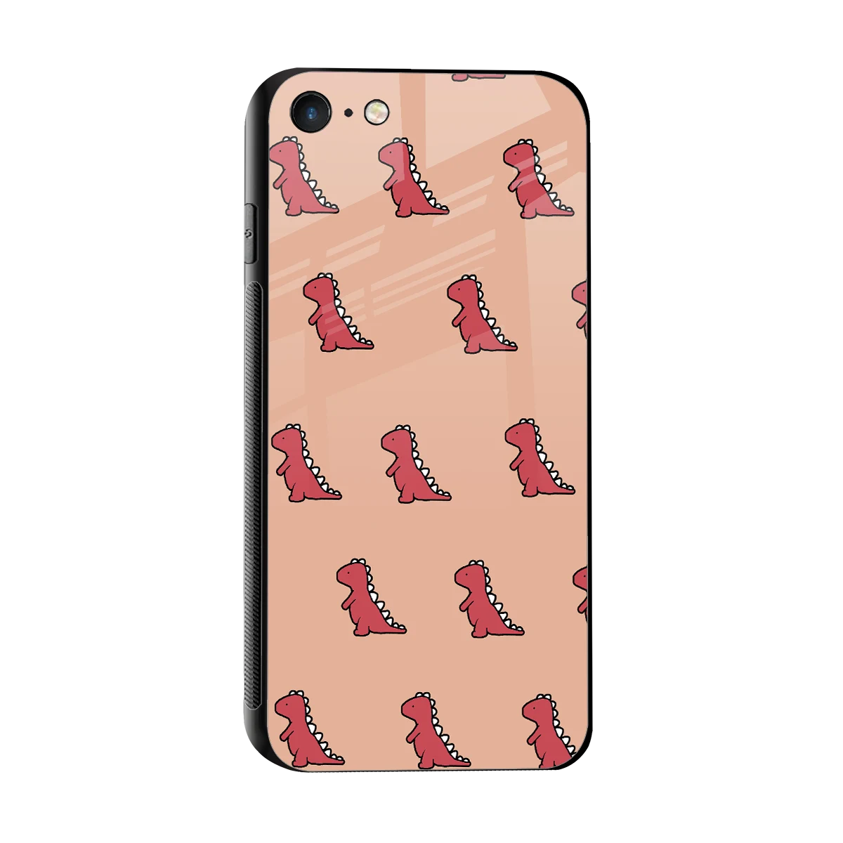 Dino Red sleek iphone 7 cover with tempered glass back and TPU edges