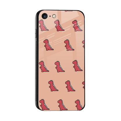 Dino Red sleek iphone 8 cover with tempered glass back and TPU edges