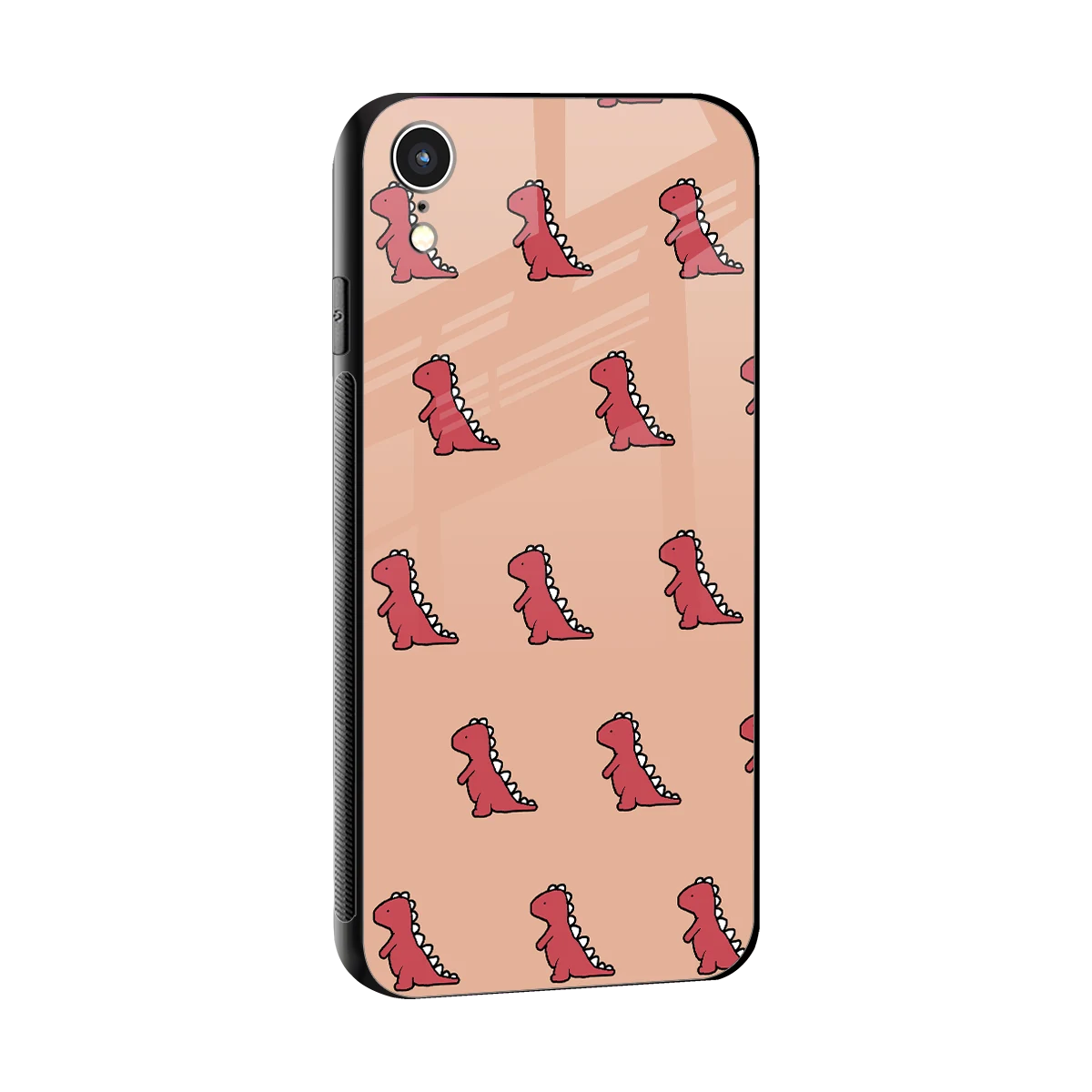 Dino Red sleek iphone xr cover with tempered glass back and TPU edges