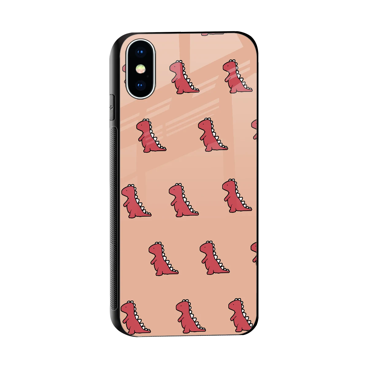 Dino Red sleek iphone xs cover with tempered glass back and TPU edges