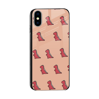 Dino Red sleek iphone xs cover with tempered glass back and TPU edges