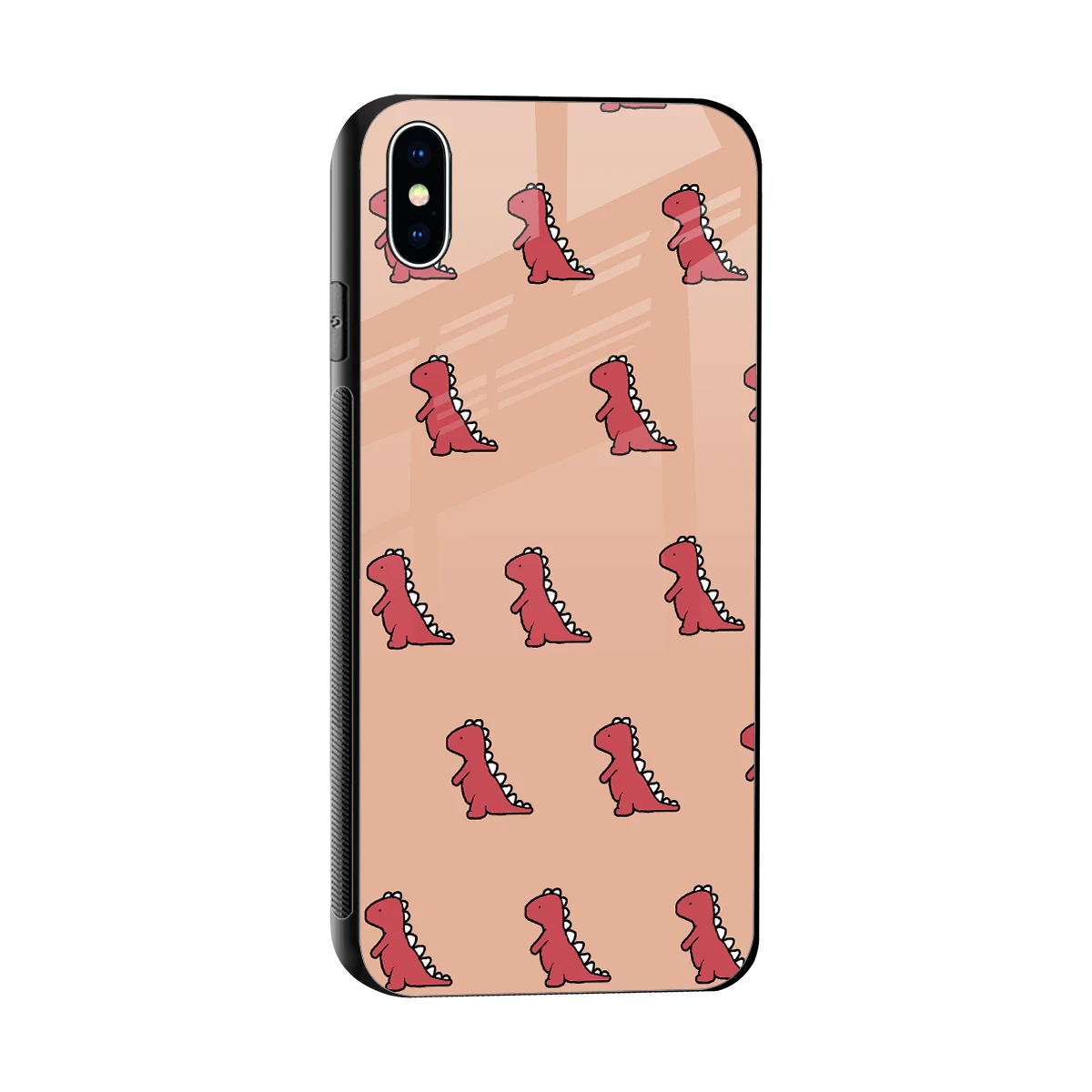 Dino Red sleek iphone xs max cover with tempered glass back and TPU edges
