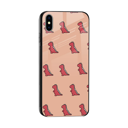 Dino Red sleek iphone xs max cover with tempered glass back and TPU edges