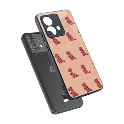 Dino Red sleek motorola edge 40 neo 5g cover with tempered glass back and TPU edges