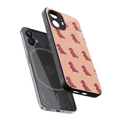 Dino Red sleek nothing phone 2 cover with tempered glass back and TPU edges