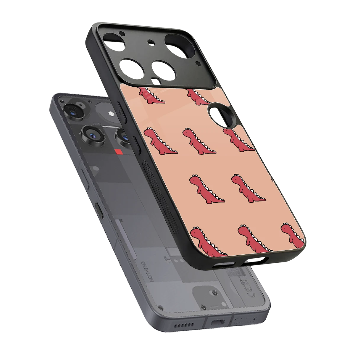 Dino Red sleek nothing phone 3 cover with tempered glass back and TPU edges