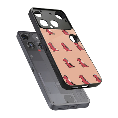Dino Red sleek nothing phone 3 cover with tempered glass back and TPU edges