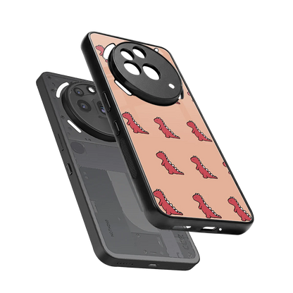 Dino Red sleek nothing phone 3a pro cover with tempered glass back and TPU edges