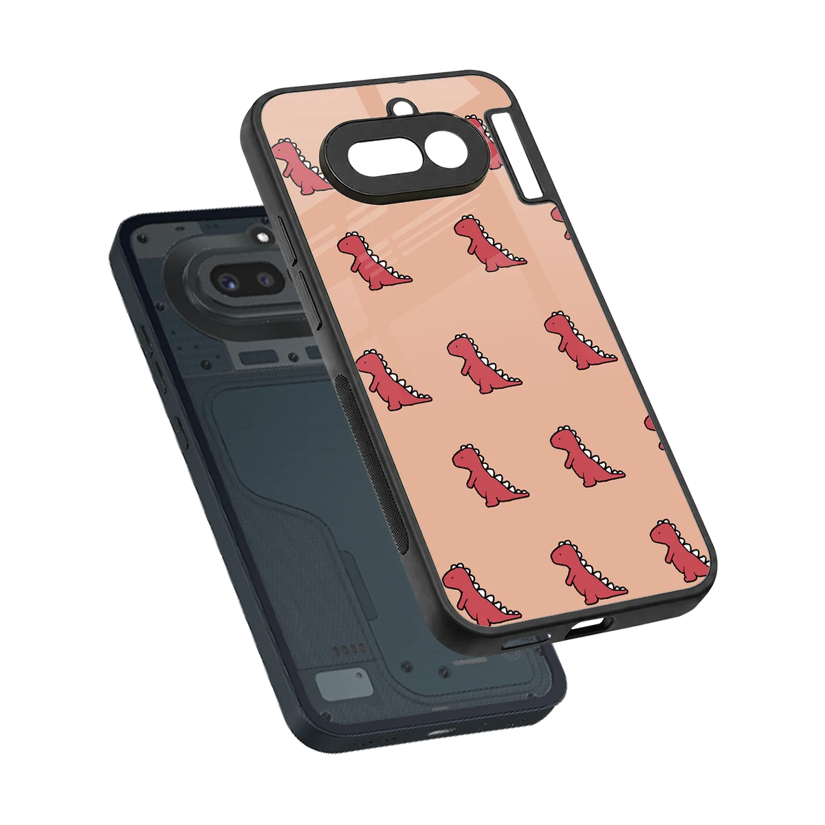 Dino Red sleek nothing phone 4a cover with tempered glass back and TPU edges