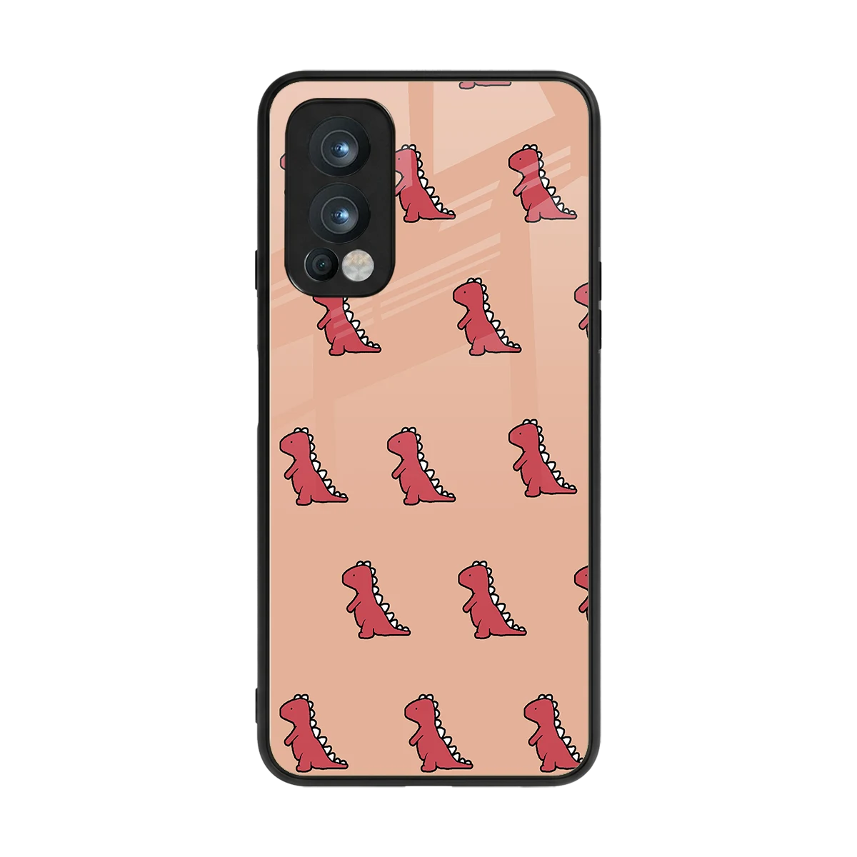 Dino Red back phone cover | glass case for oneplus nord 2