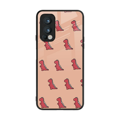 Dino Red back phone cover | glass case for oneplus nord 2