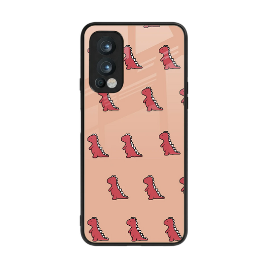 Dino Red back phone cover | glass case for oneplus nord 2