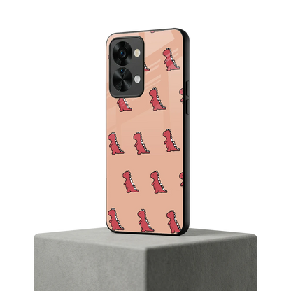 Dino Red oneplus nord 2t mobile cover | shockproof glass phone case