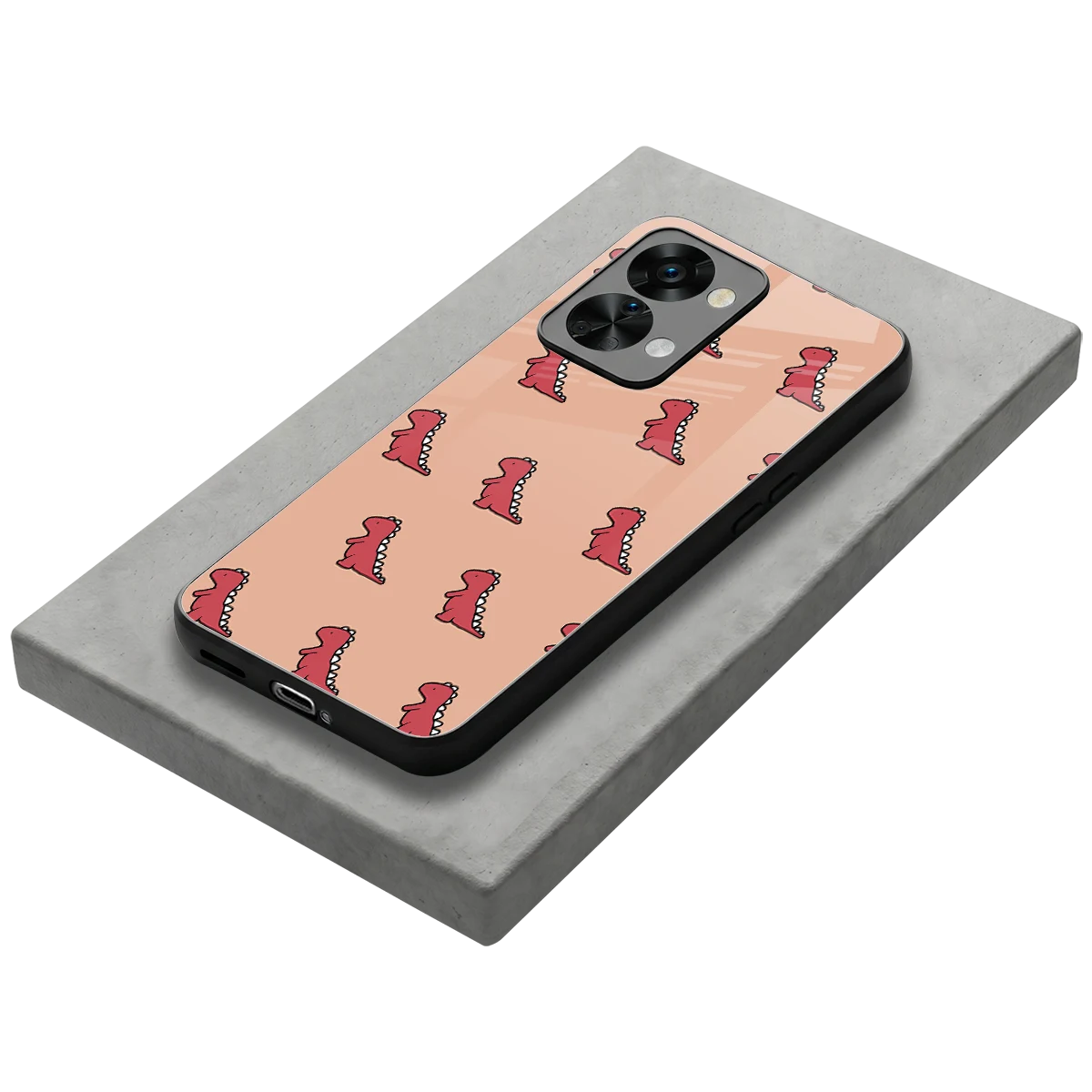 Dino Red stylish phone case for oneplus nord 2t | glossy glass and slim fit