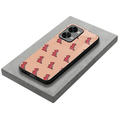 Dino Red stylish phone case for oneplus nord 2t | glossy glass and slim fit