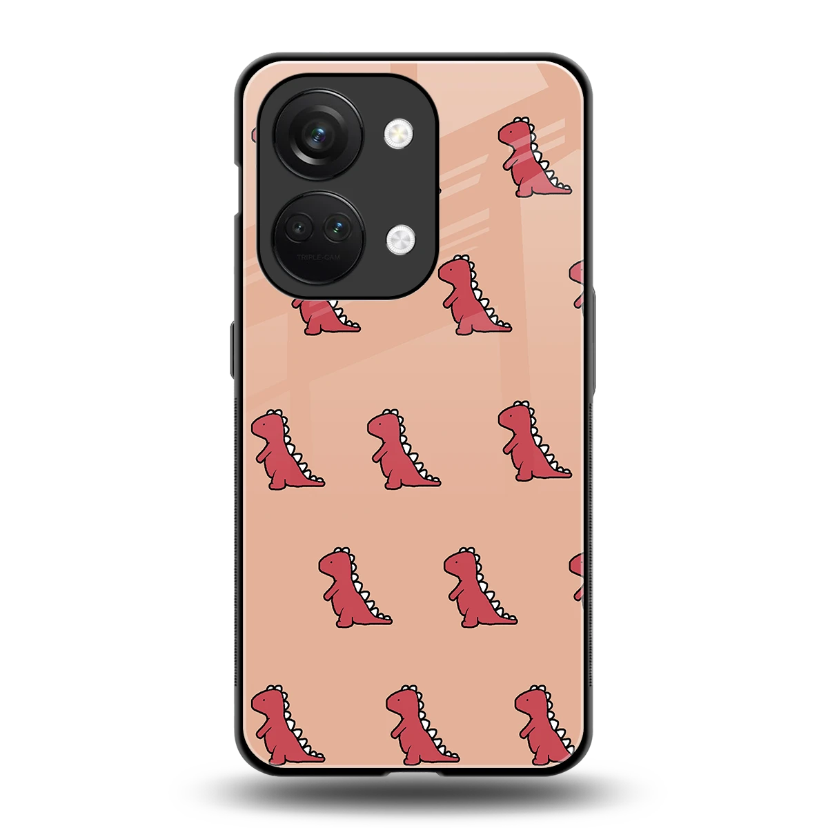 Dino Red back phone cover | glass case for oneplus nord 3