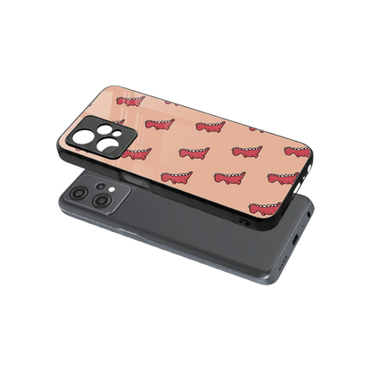 Dino Red sleek oneplus nord ce 2 lite cover with tempered glass back and TPU edges