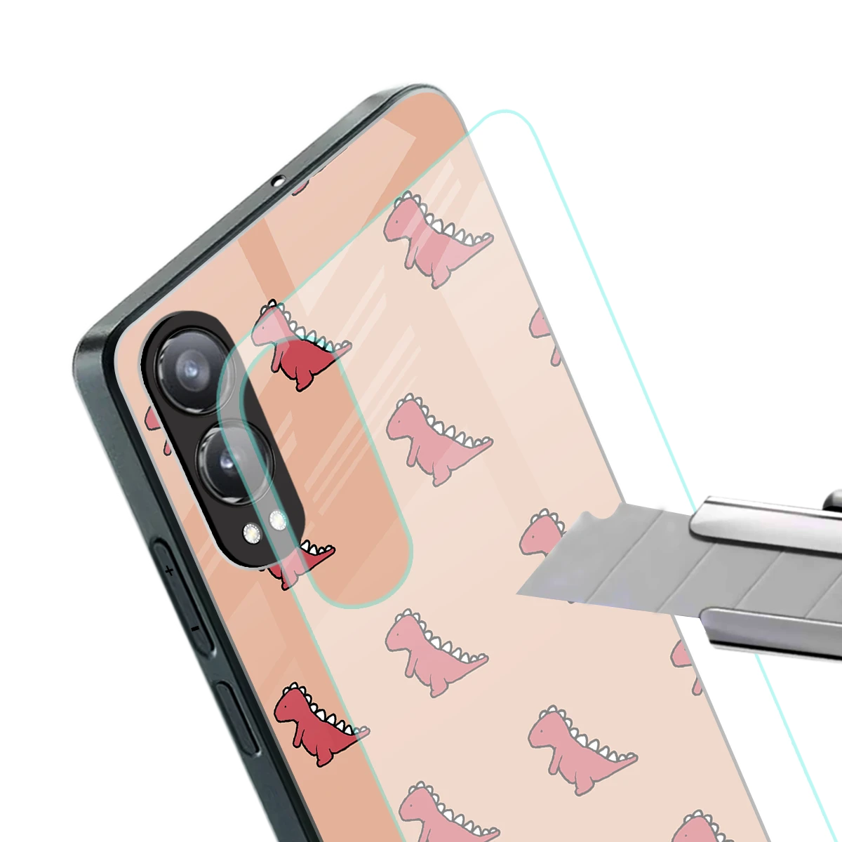 Dino Red stylish phone case for oneplus nord ce 4 lite | glossy glass and slim fit