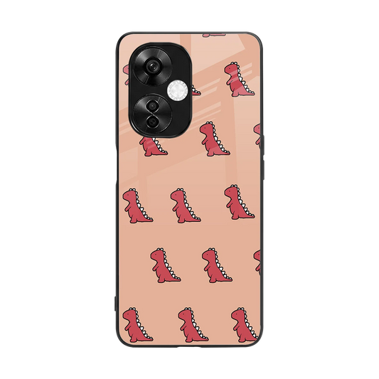Dino Red back phone cover | glass case for oneplus nord ce 3 lite