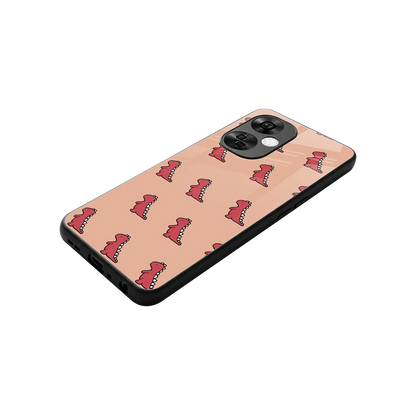 Dino Red stylish phone case for oneplus nord ce 3 lite | glossy glass and slim fit