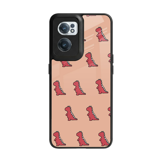 Dino Red back phone cover | glass case for oneplus nord ce 2