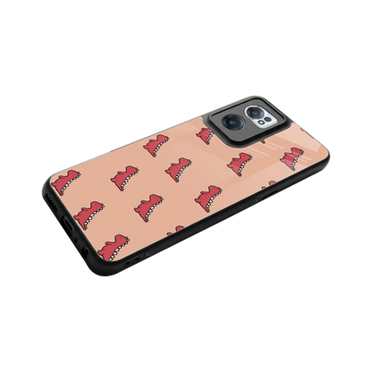 Dino Red stylish phone case for oneplus nord ce 2 | glossy glass and slim fit