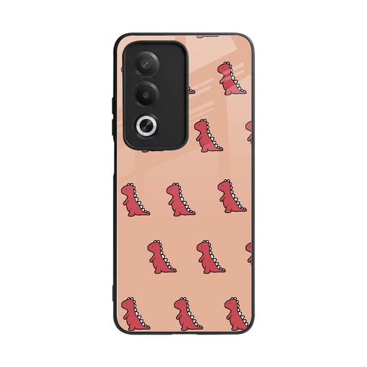 Dino Red back phone cover | glass case for oppo a3 pro