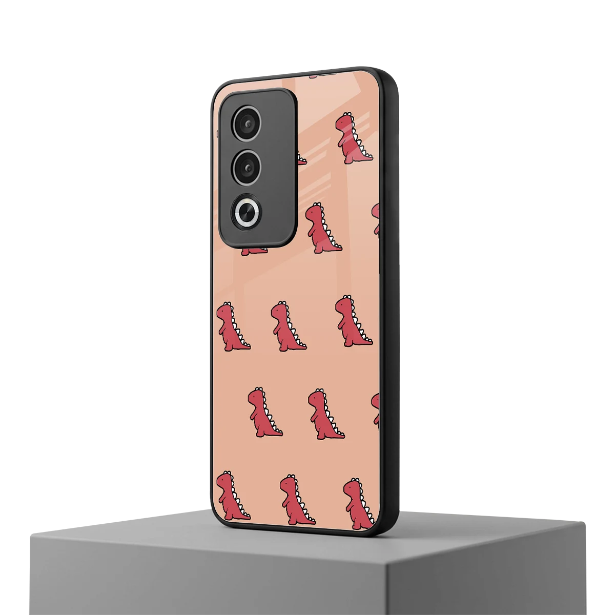 Dino Red oppo a3 pro mobile cover | shockproof glass phone case