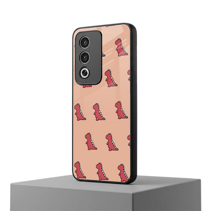 Dino Red oppo a3 pro mobile cover | shockproof glass phone case
