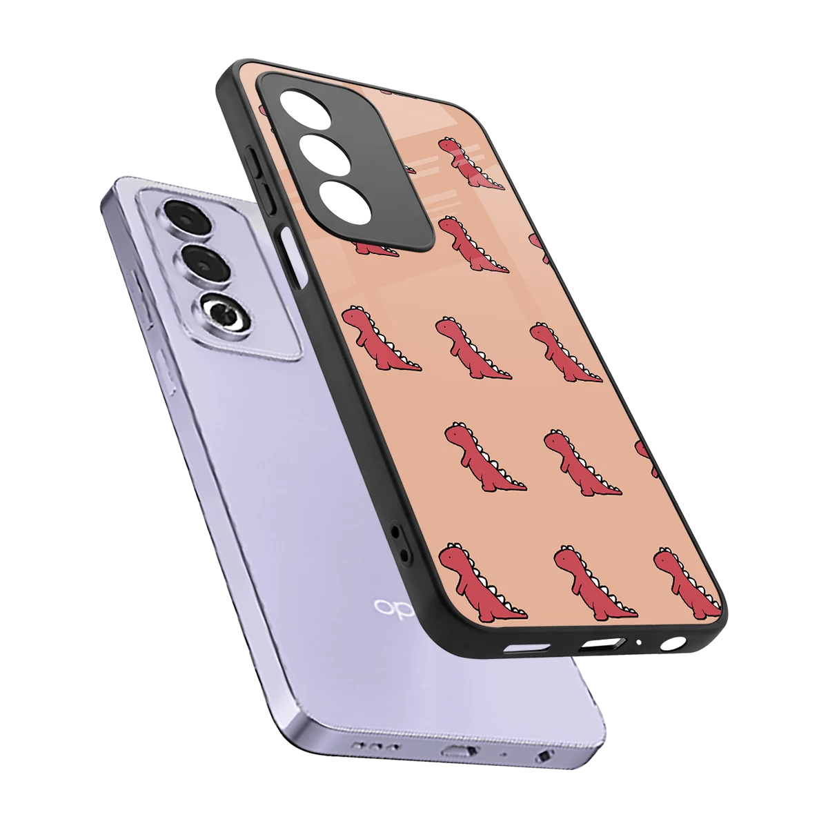 Dino Red sleek oppo a3 pro cover with tempered glass back and TPU edges