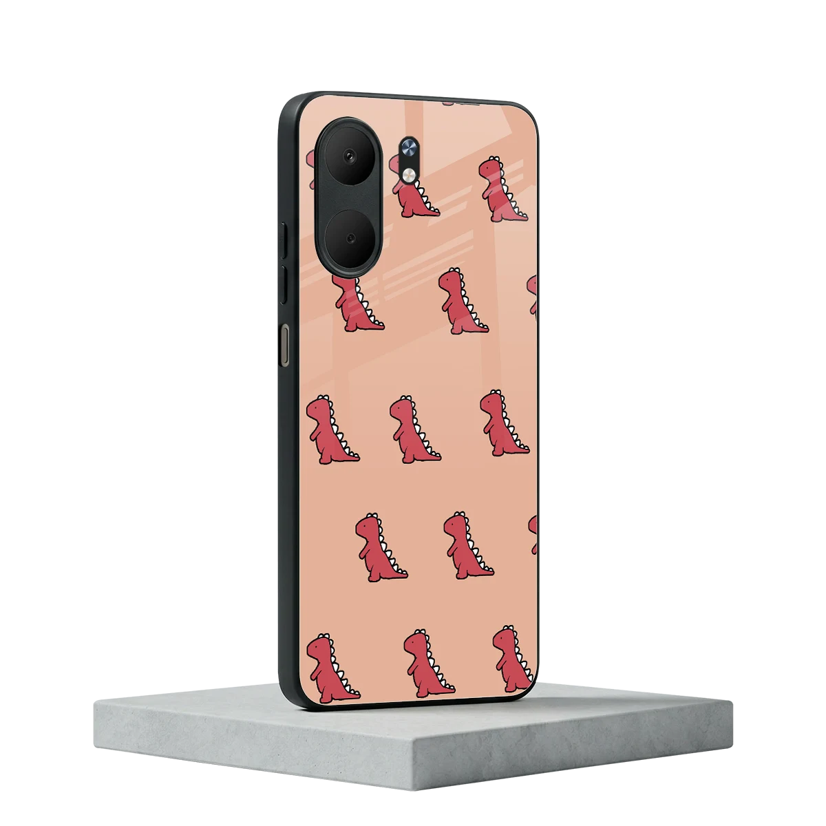 Dino Red oppo a5x 5g mobile cover | shockproof glass phone case