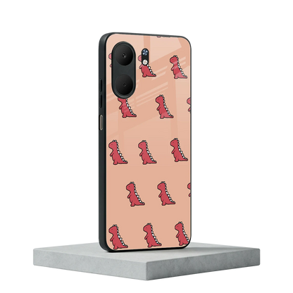 Dino Red oppo a5x 5g mobile cover | shockproof glass phone case