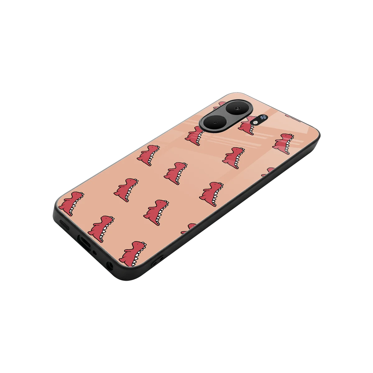 Dino Red stylish phone case for oppo a5x 5g | glossy glass and slim fit