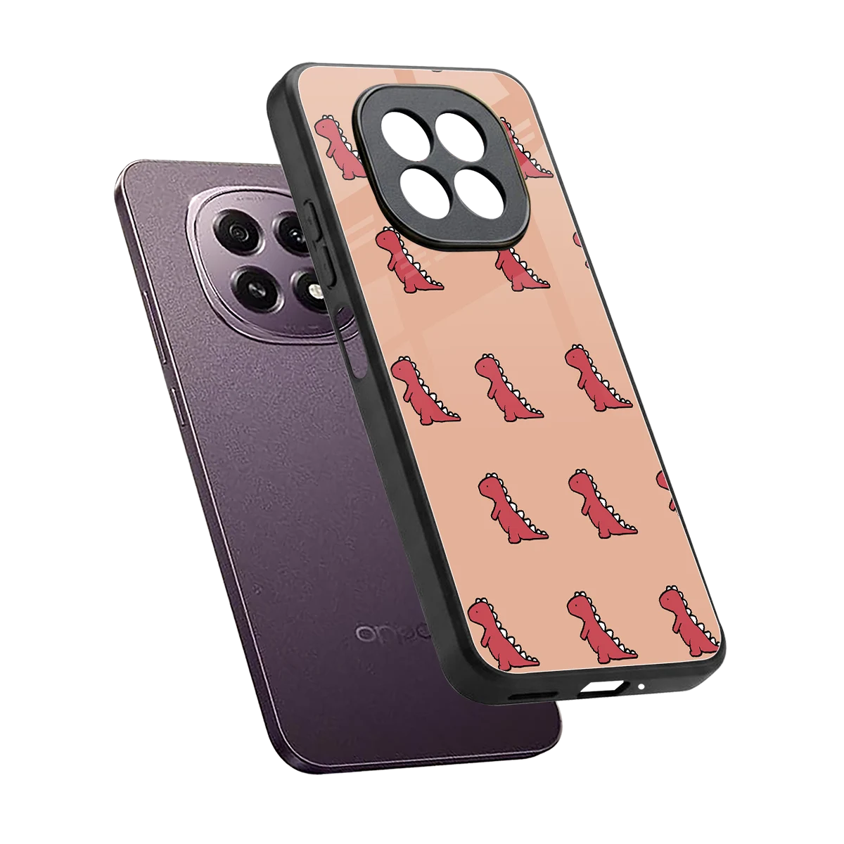 Dino Red sleek oppo f29 5g cover with tempered glass back and TPU edges