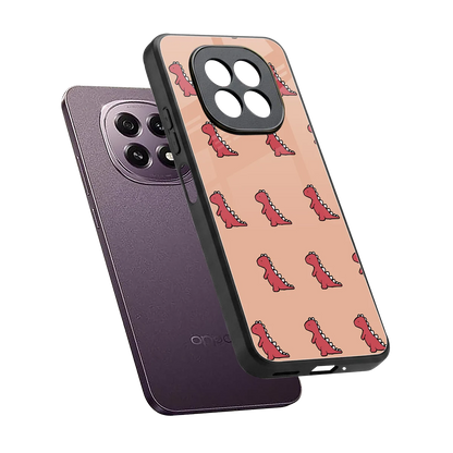 Dino Red sleek oppo f29 5g cover with tempered glass back and TPU edges