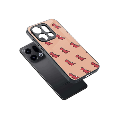 Dino Red sleek oppo find x9 cover with tempered glass back and TPU edges