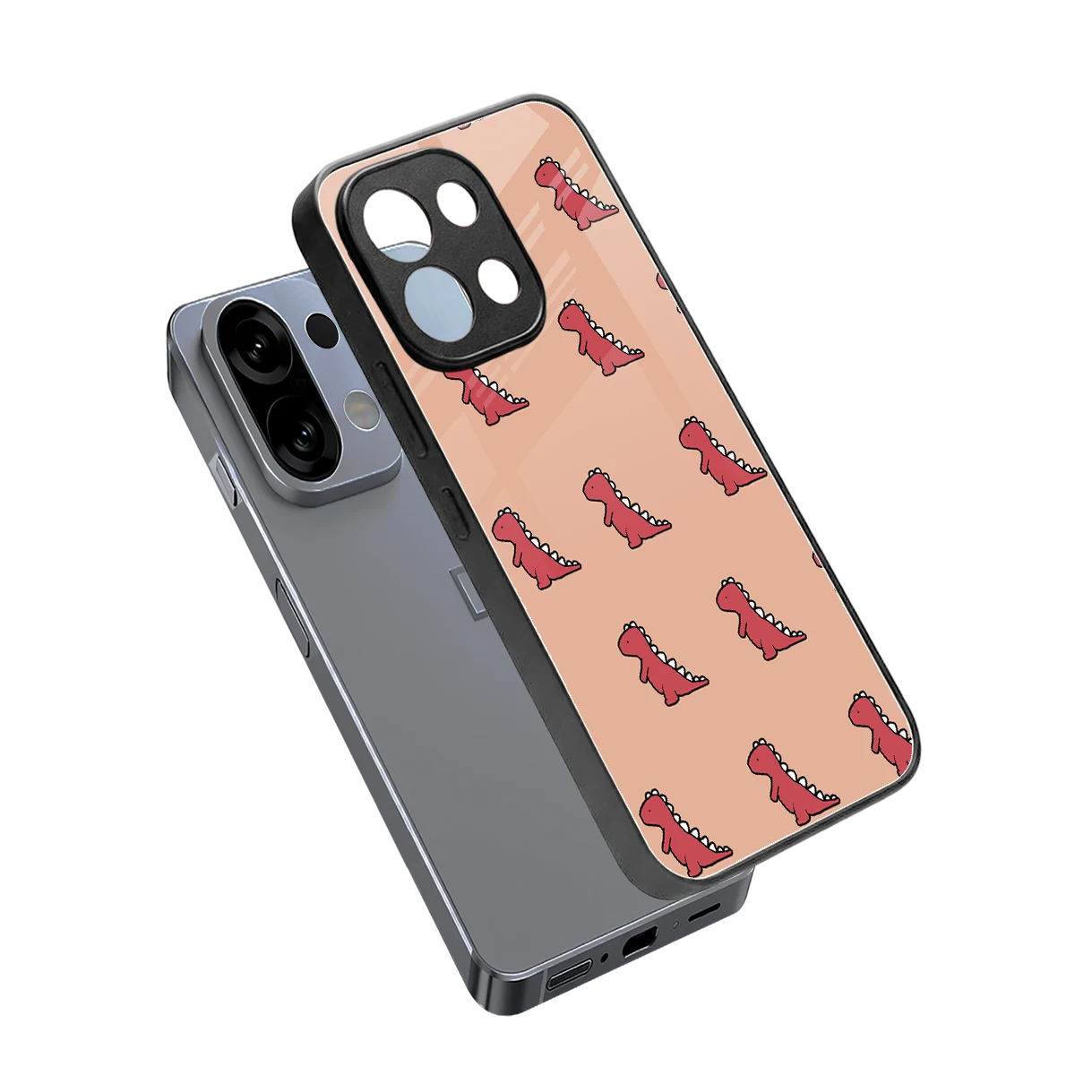 Dino Red sleek oppo k13 5g cover with tempered glass back and TPU edges