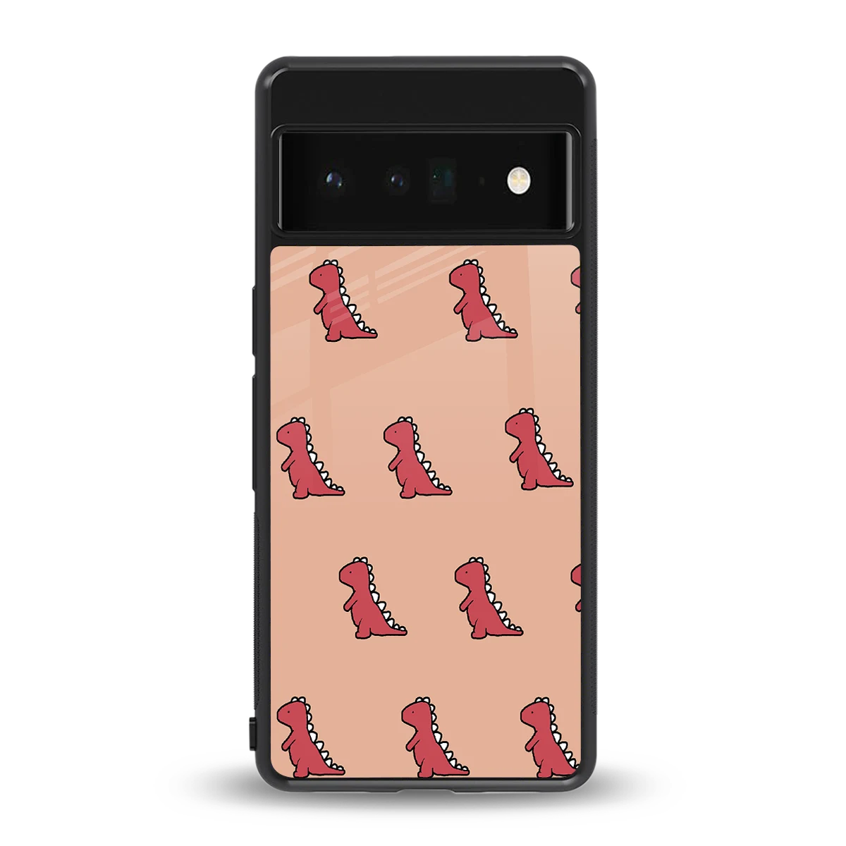 Dino Red back phone cover | glass case for google pixel 6 pro