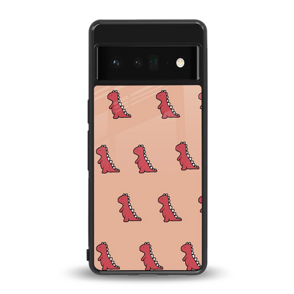 Dino Red back phone cover | glass case for google pixel 6 pro