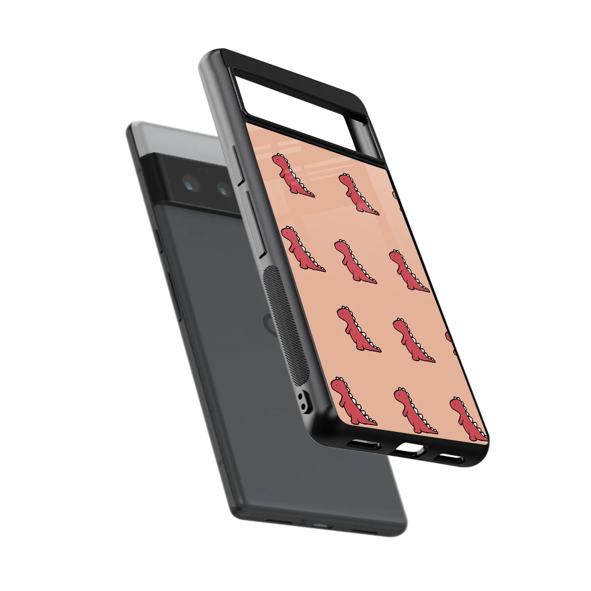 Dino Red sleek google pixel 6 pro cover with tempered glass back and TPU edges